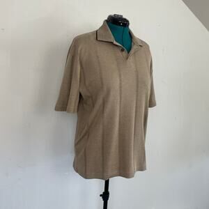 Claiborne Tan Textured Polo, Size M